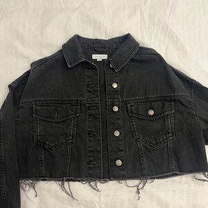 TOPSHOP Black Cropped Denim Jacket